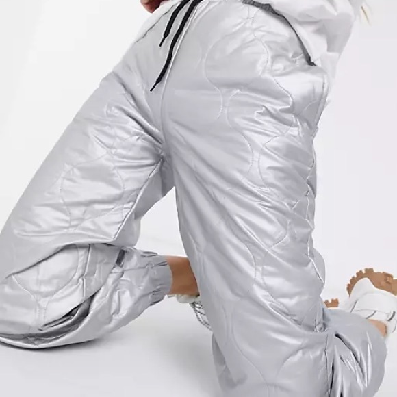 ASOS Vintage Reworked Quilted Joggers in Silver - Picture 2 of 4